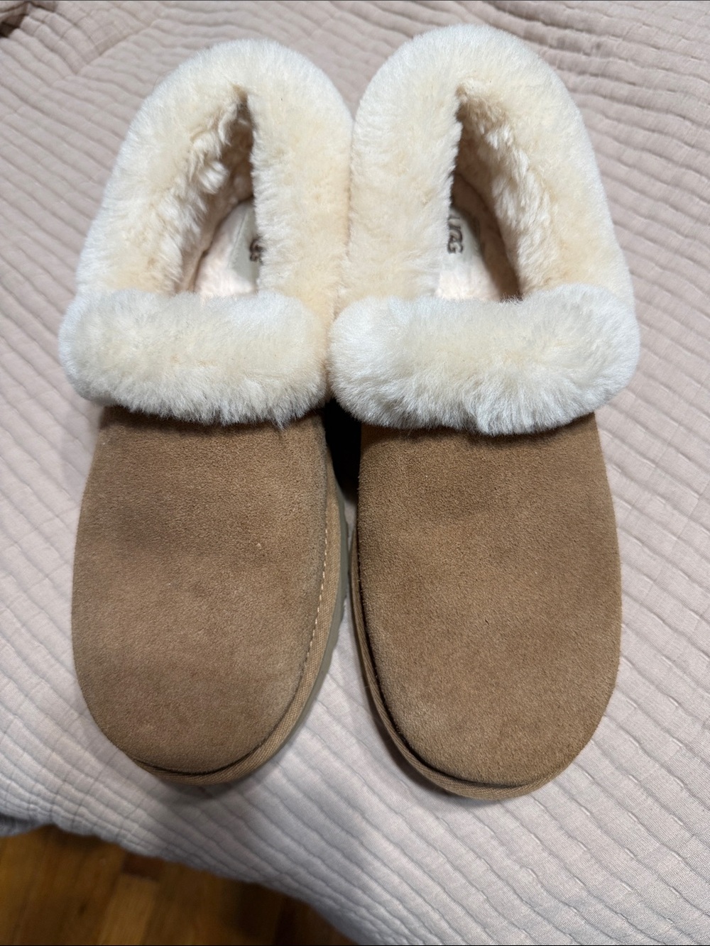UGG Women's Chestnut Suede Shearling-Lined Slip-On Slippers